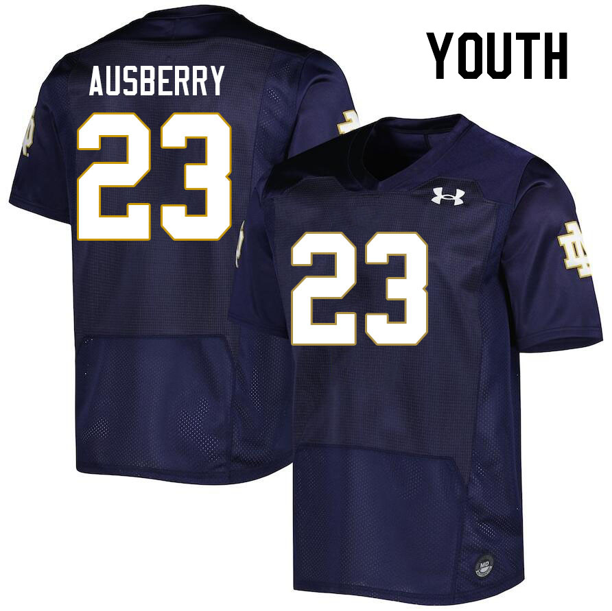 Youth #23 Jaiden Ausberry Notre Dame Fighting Irish College Football Jerseys Stitched-Navy - Click Image to Close